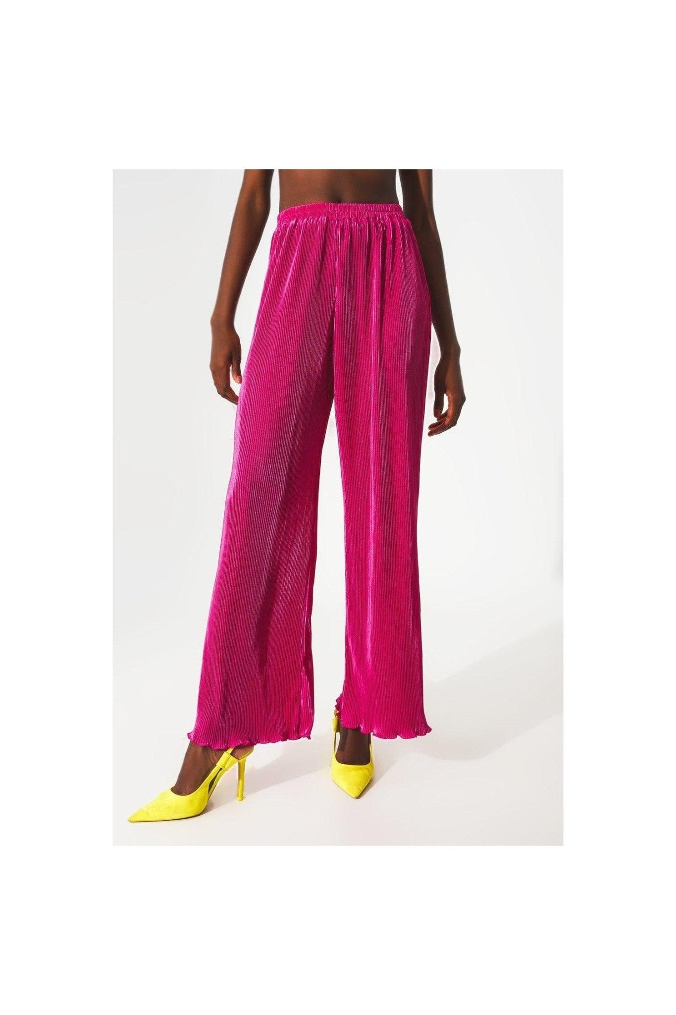 Satin Pleated Wide Leg Pants In Fuchsia Mack And Harvie 8890