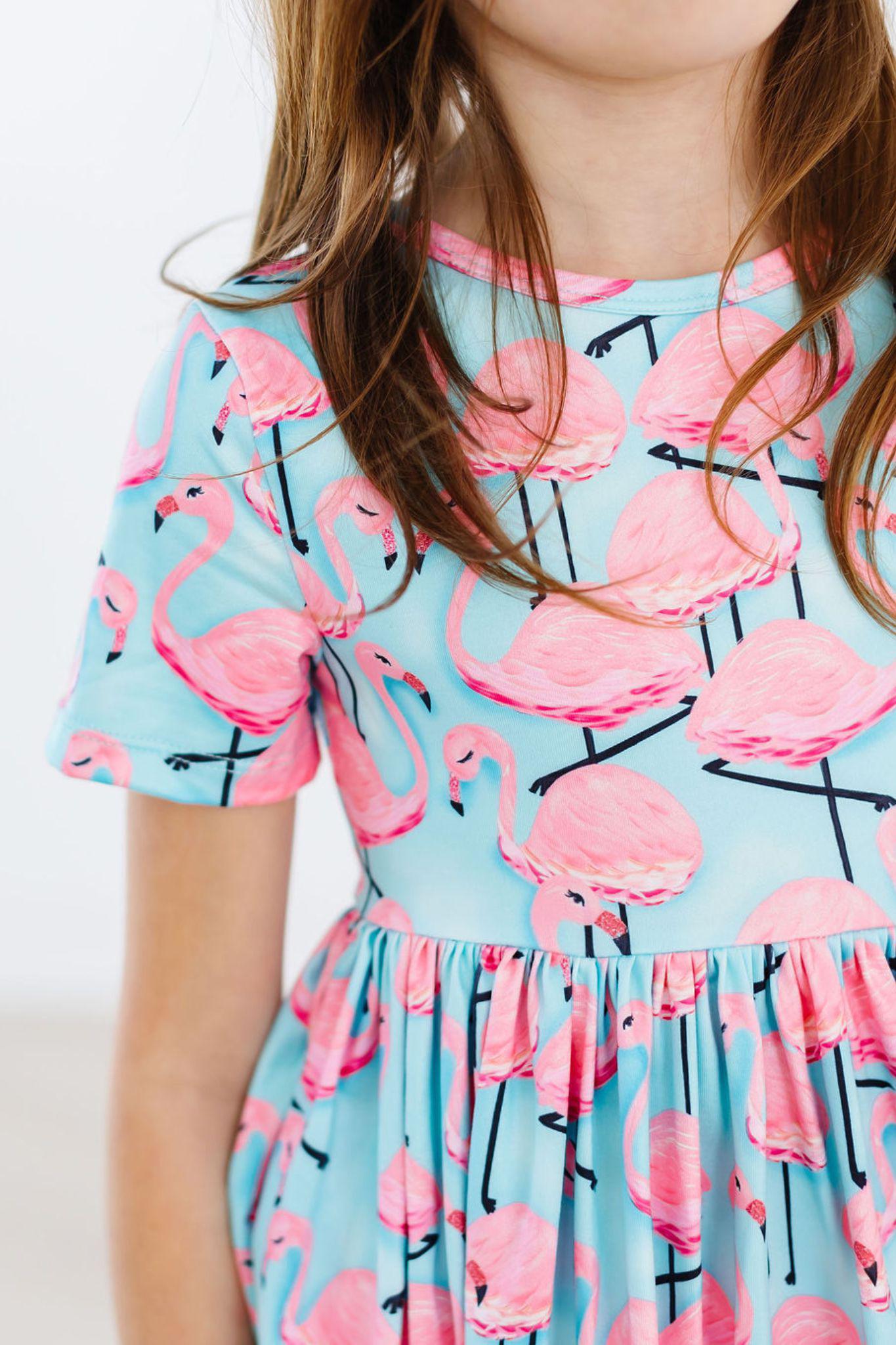 Pretty in Pink Flamingos S/S Pocket Twirl Dress