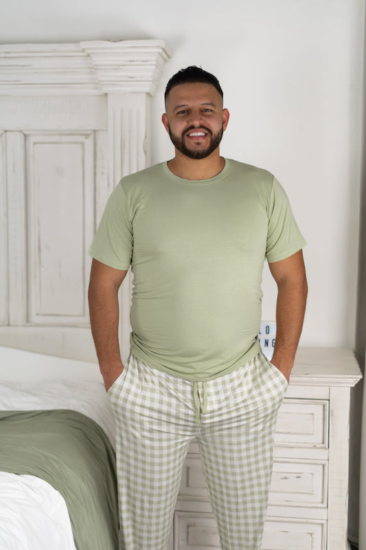 SAGE GINGHAM SHORT SLEEVE MEN'S DREAM SET