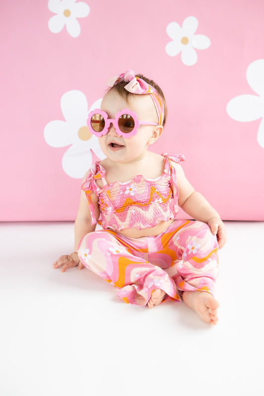 GROOVY FLORAL DREAM SMOCKED FLARE SET