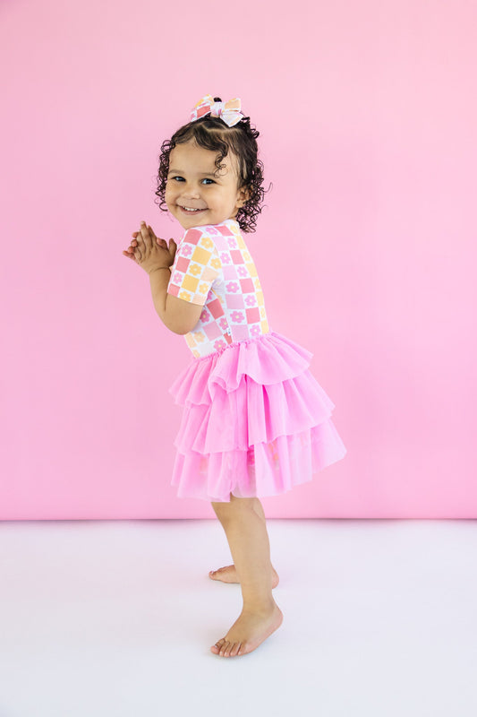 SUMMER SUNSET CHECKERS DREAM TUTU DRESS