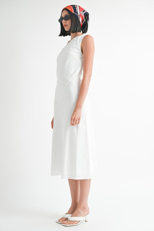 ONE SHOULDER MID LINEN DRESS