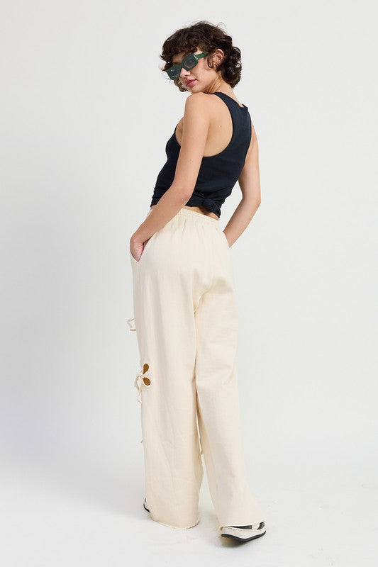 FRENCH TERRY PANTS WITH CUTOUT DETAIL