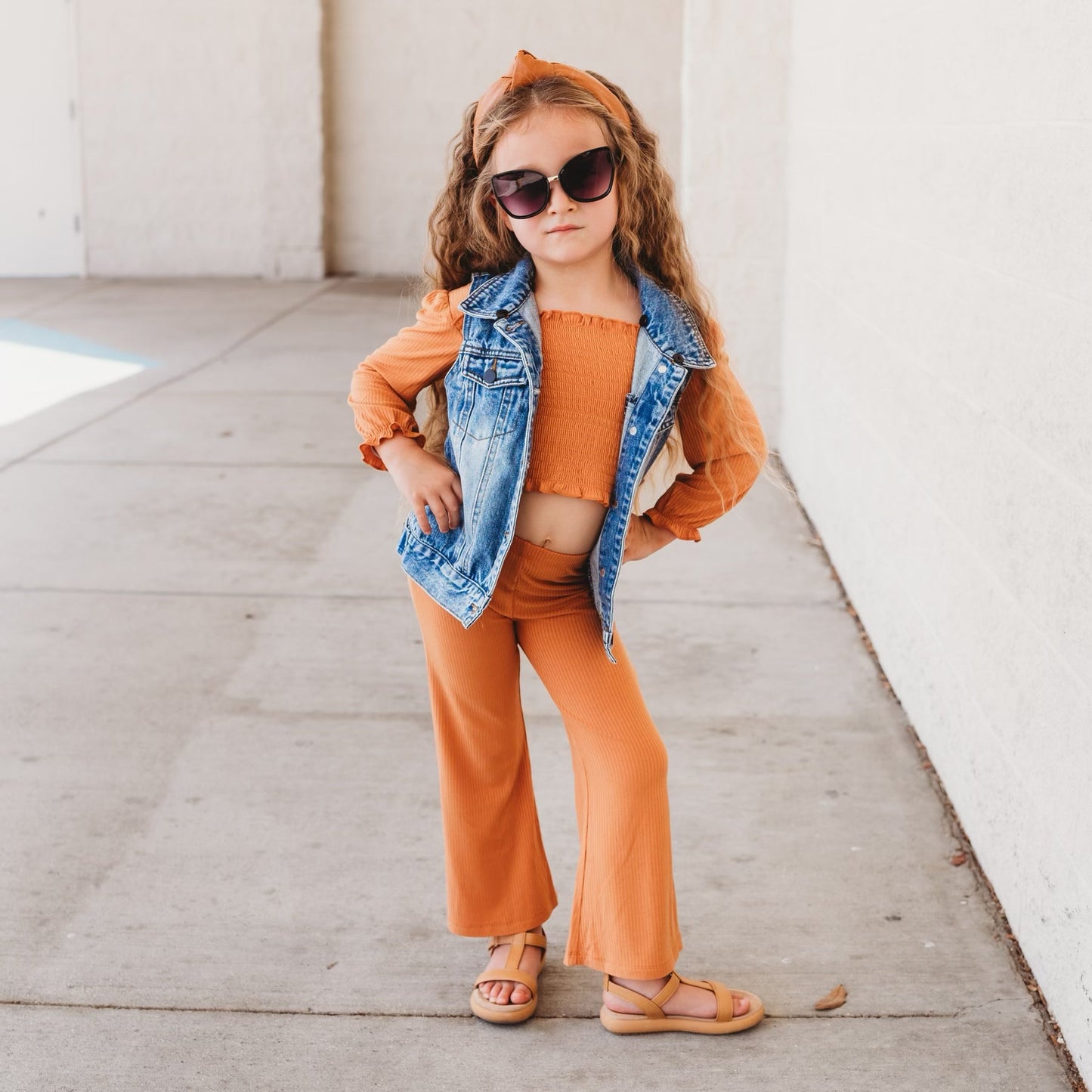 PUMPKIN RIB DREAM SMOCKED FLARE SET