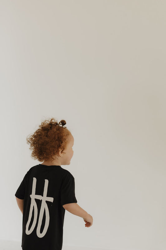 Toddler Short Sleeve Bamboo Lounge Set | Black ff Signature