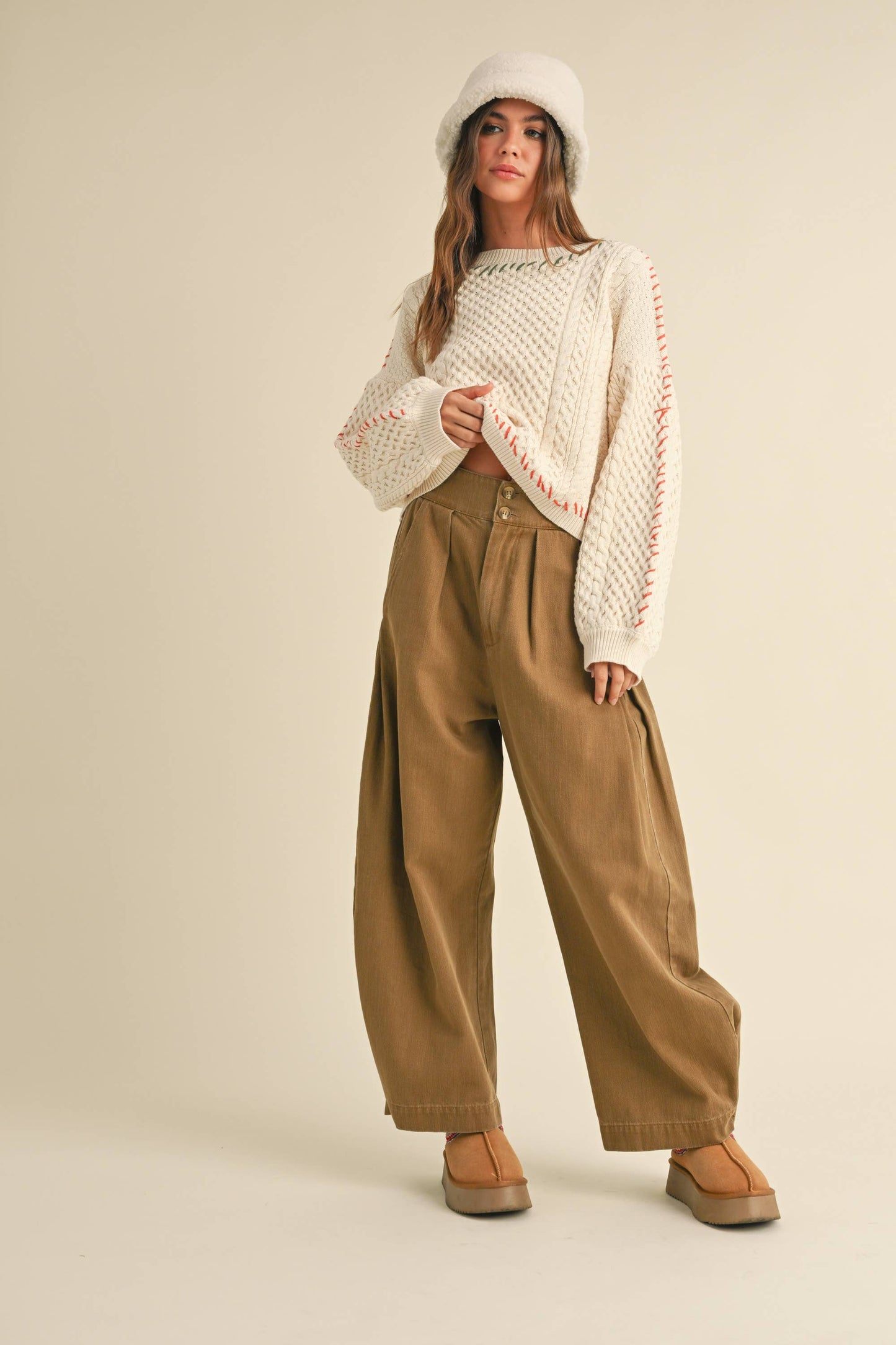 WASHED WIDE LEG PANTS