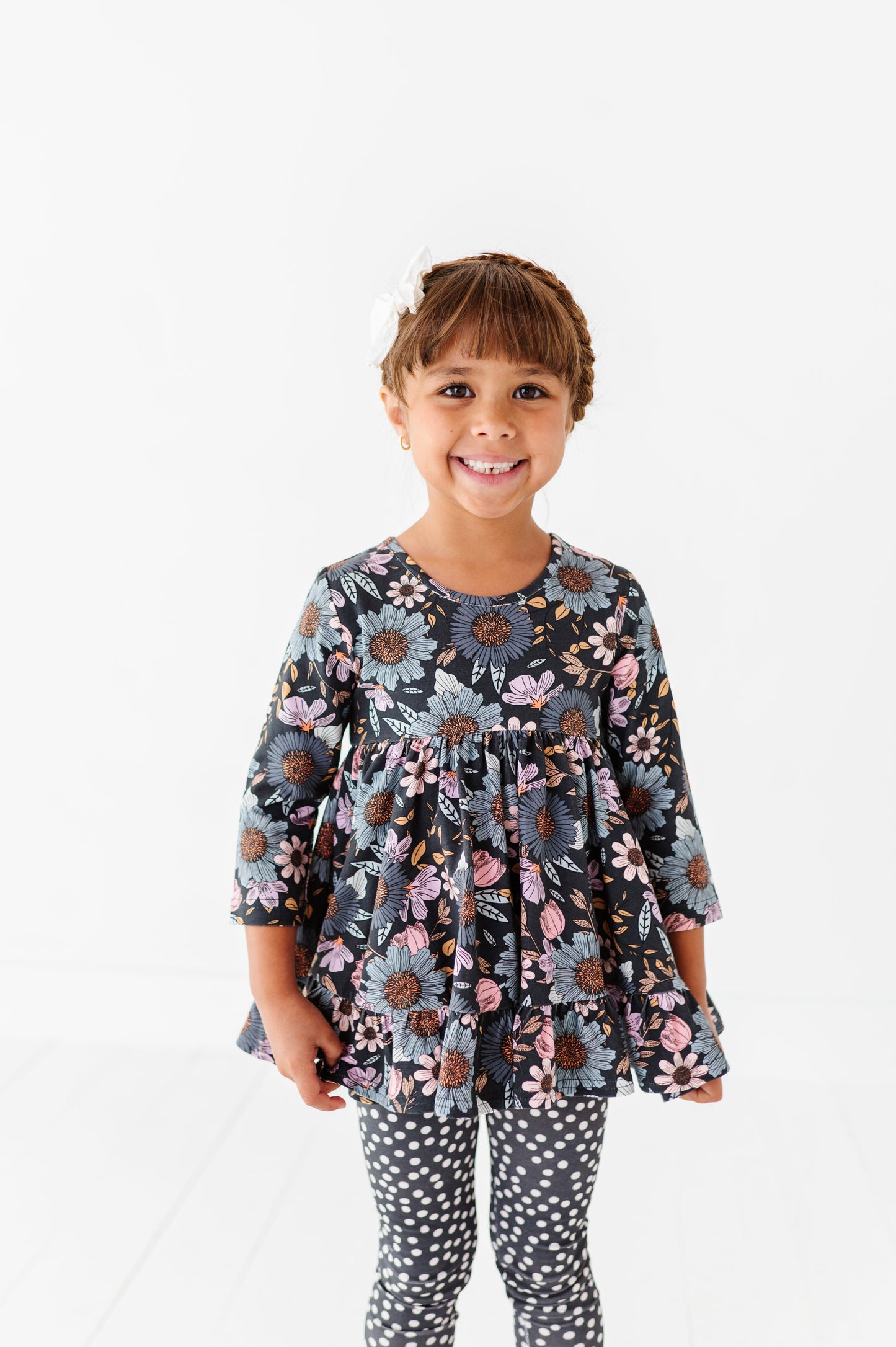 BLACK FLORAL | Double Ruffle Peplum