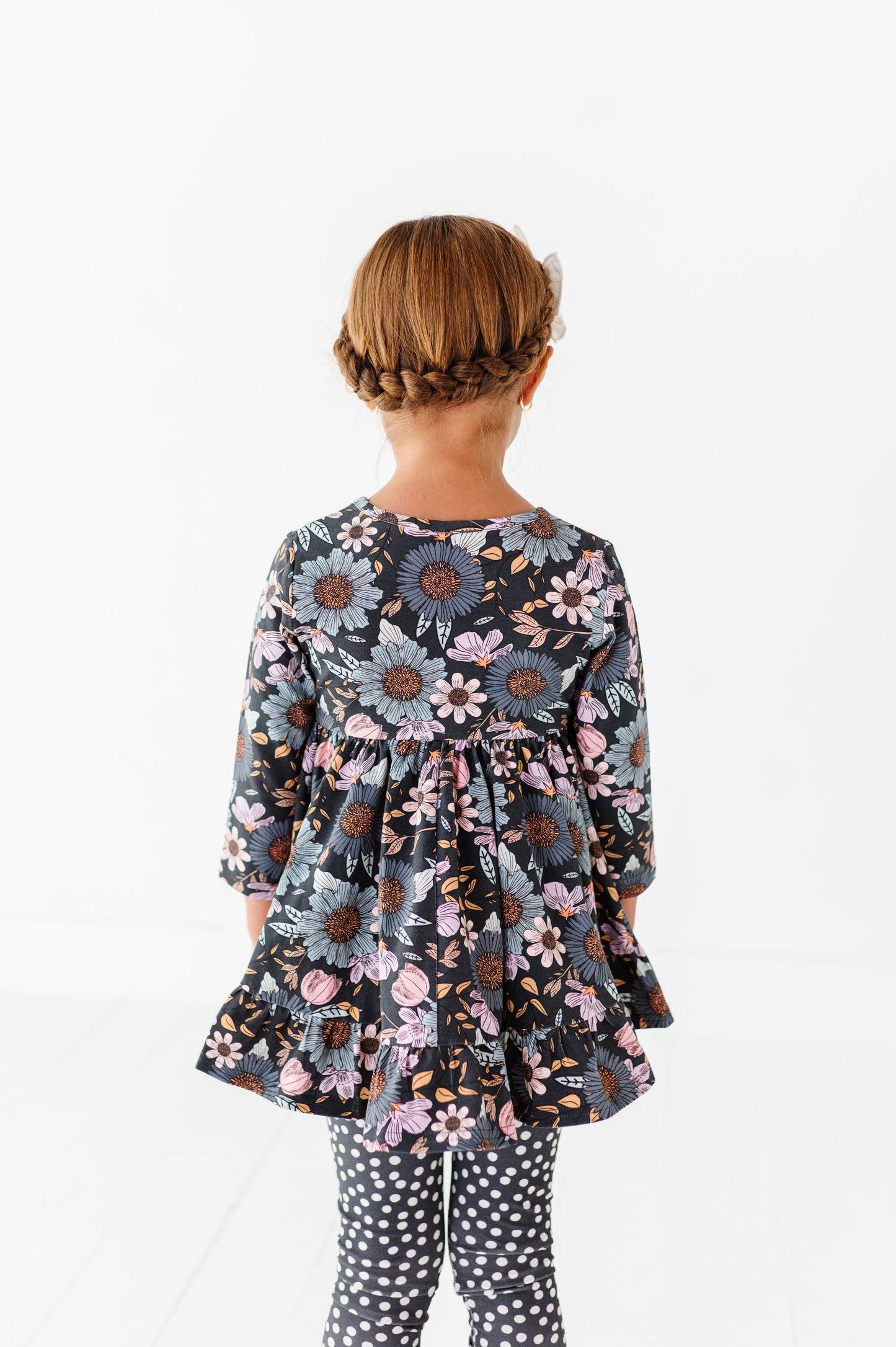 BLACK FLORAL | Double Ruffle Peplum