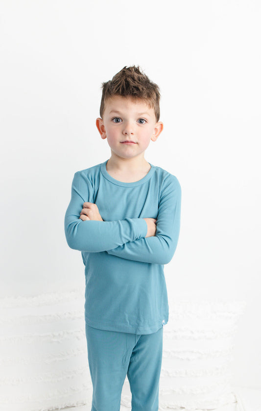 Pacific (Blue) Ribbed Long Sleeve PJ's BDLJ