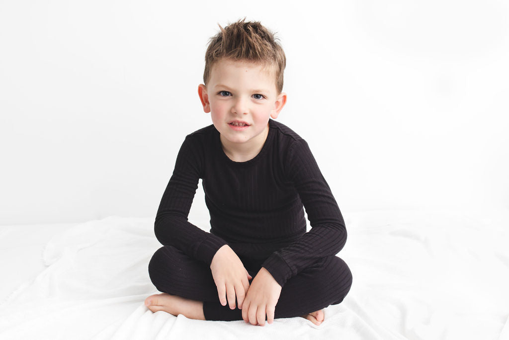 Midnight (Black) Ribbed Long Sleeve PJ's BDLJ