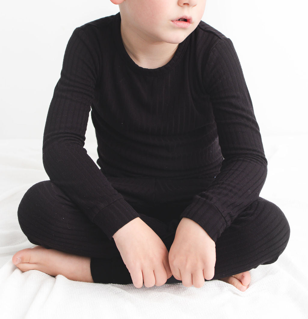 Midnight (Black) Ribbed Long Sleeve PJ's BDLJ