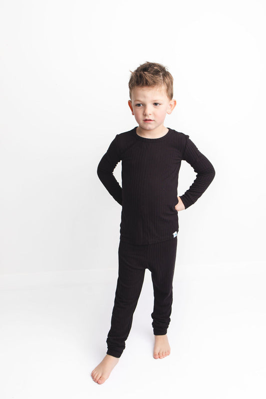 Midnight (Black) Ribbed Long Sleeve PJ's BDLJ