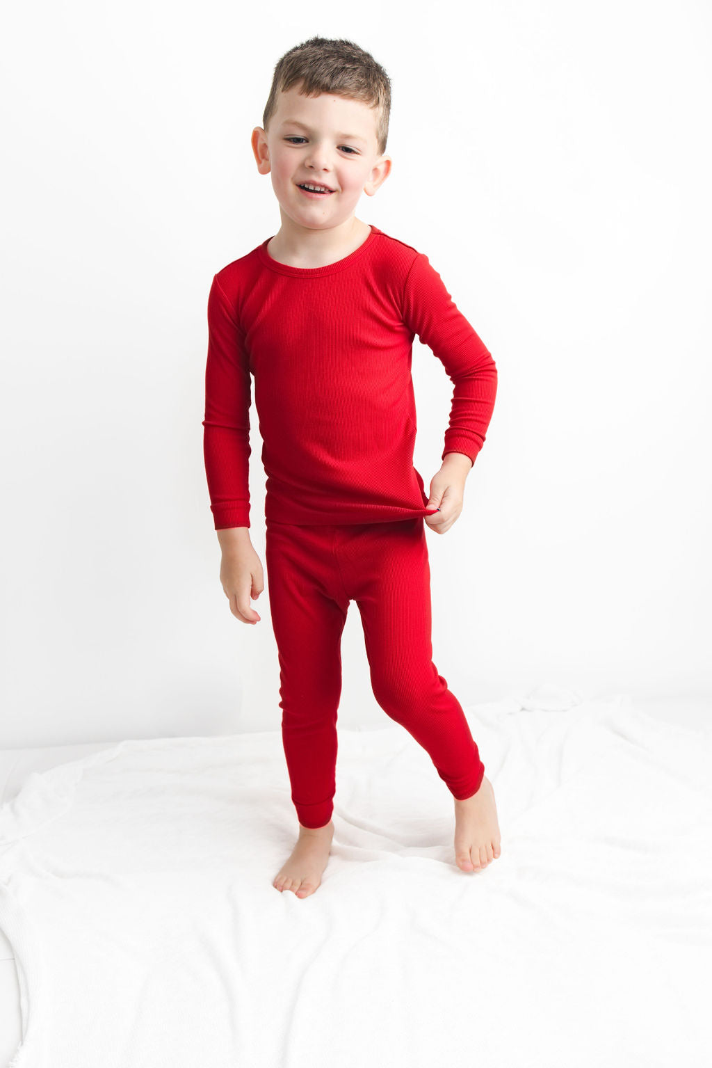 Crimson (Red) Ribbed Long Sleeve PJ's BDLJ