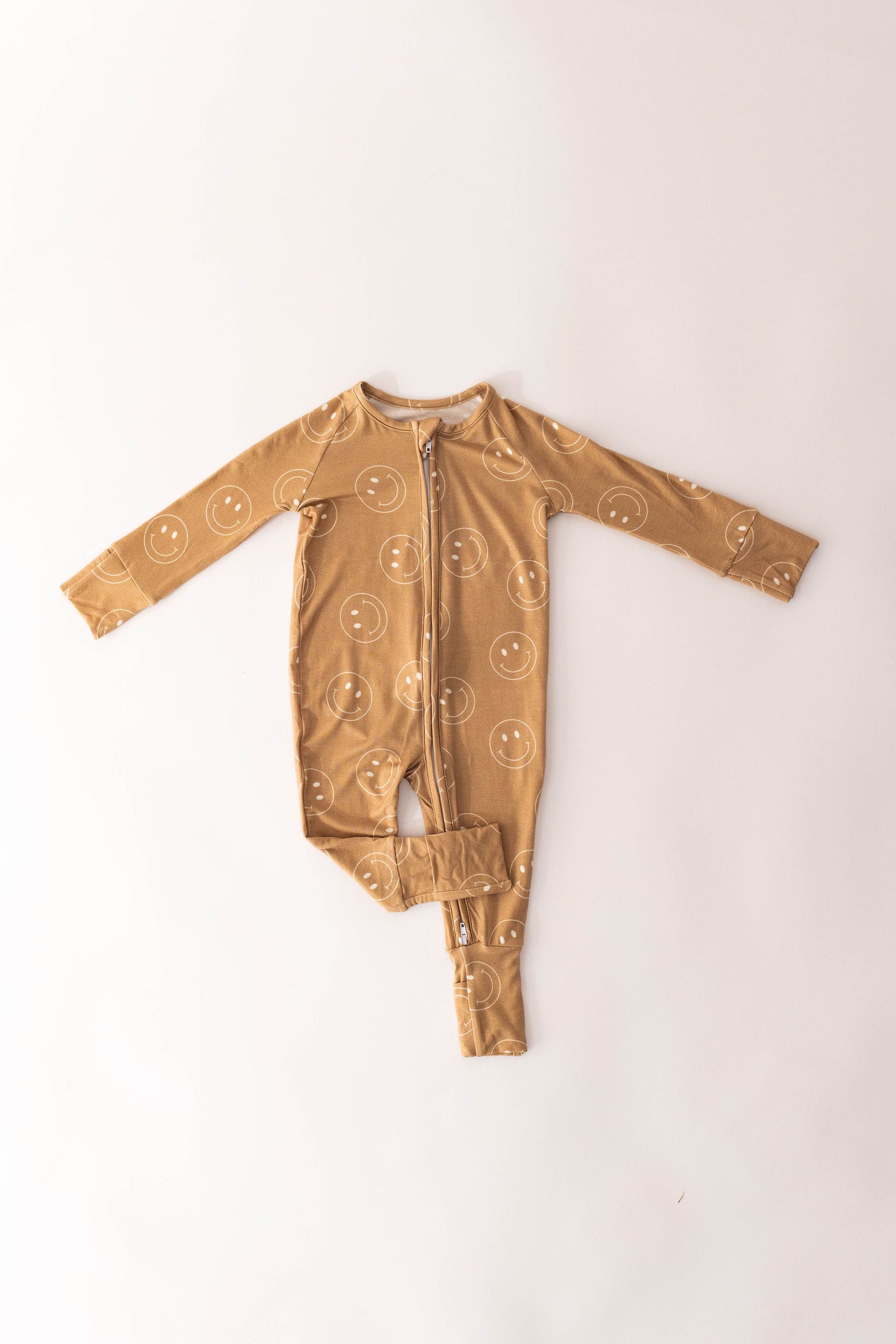 Bamboo Zip Pajamas | Just Smile Tan