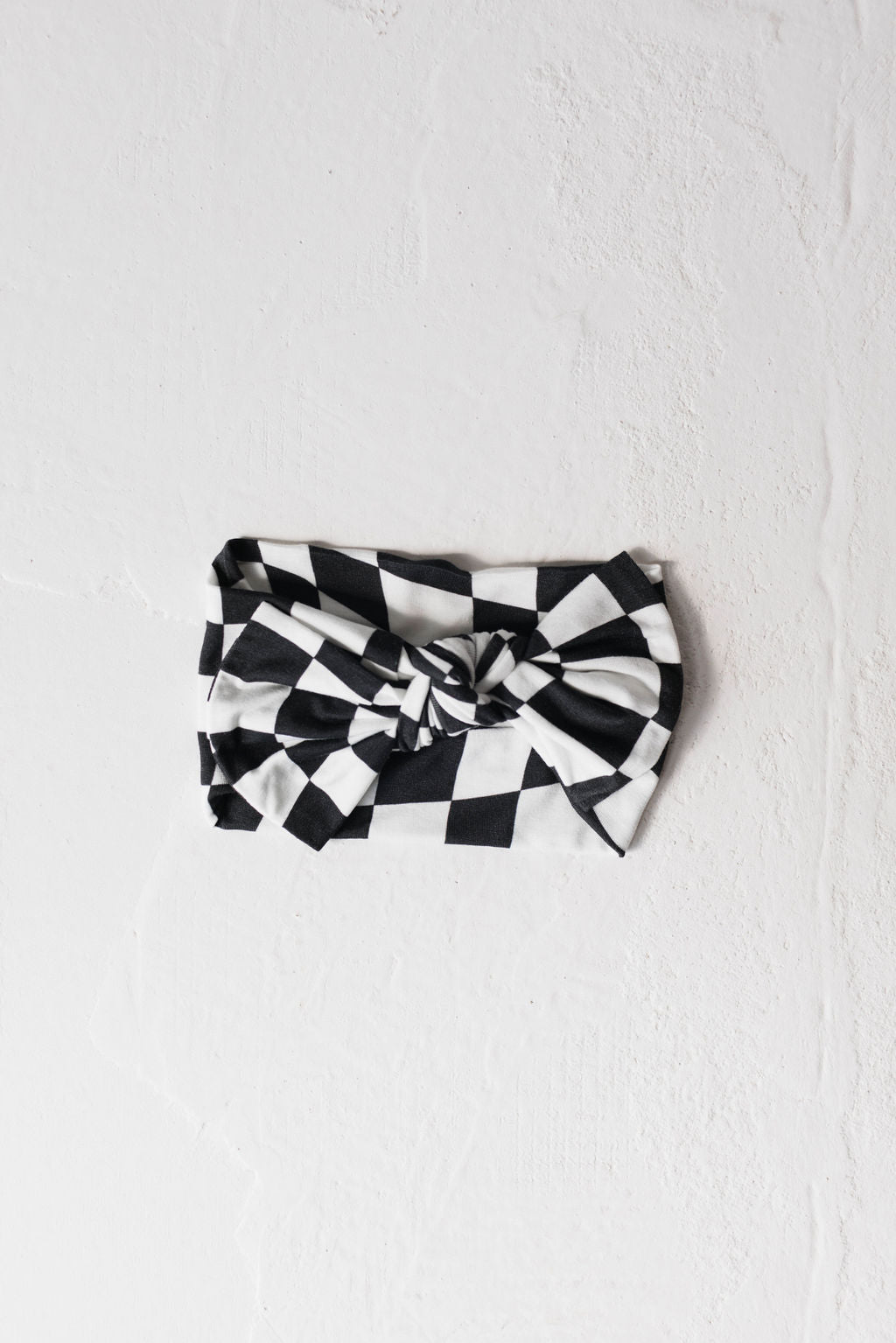 Bamboo Head Wrap | Black & White Wavy Checkerboard