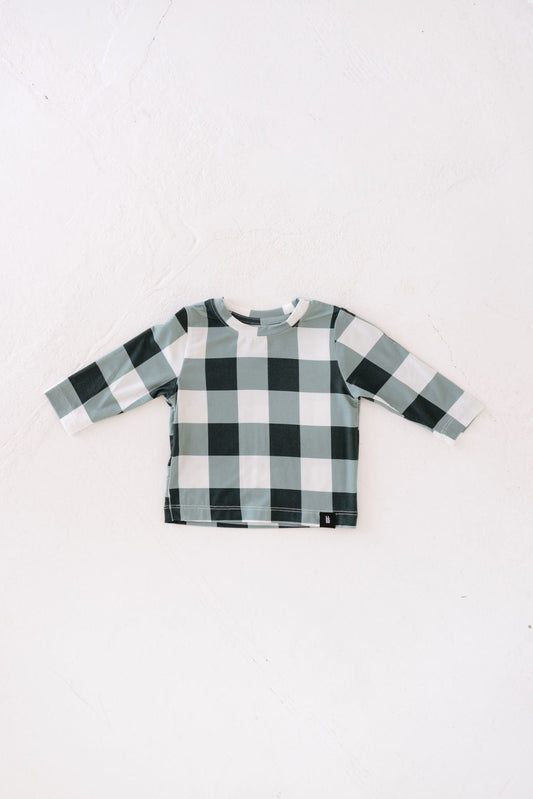 Bamboo Long Sleeve T-Shirt | Evergreen Gingham