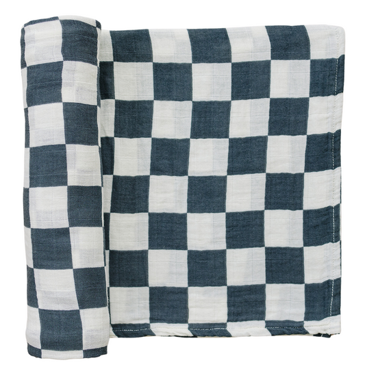 Charcoal Checkered Muslin Swaddle Blanket