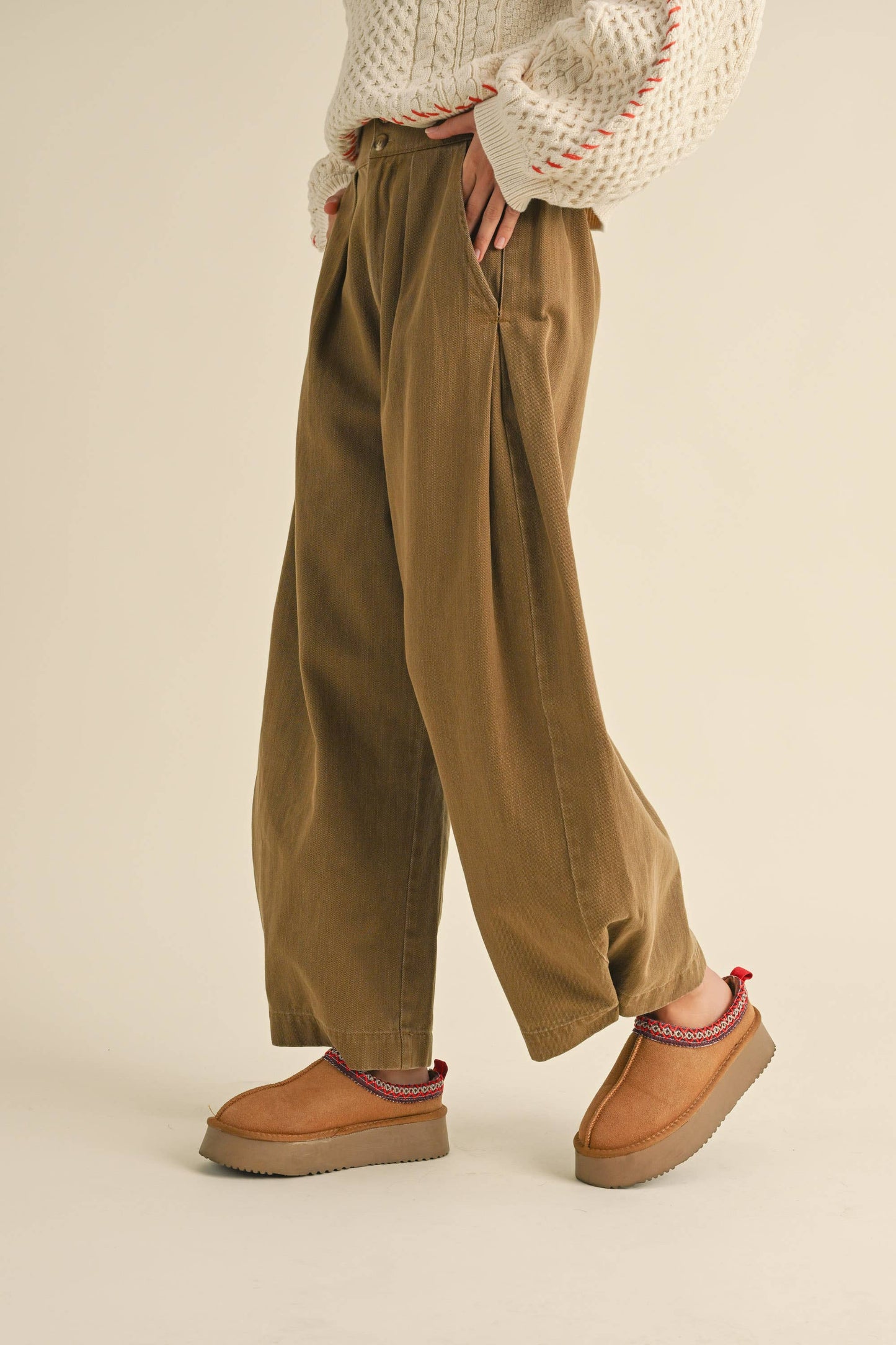 WASHED WIDE LEG PANTS