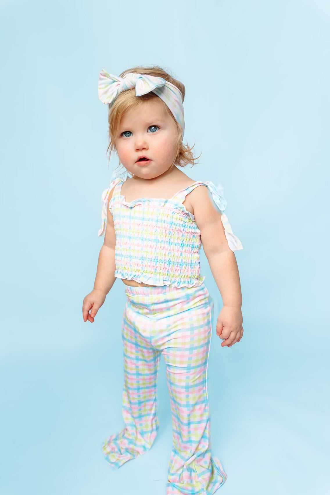 SPRING GINGHAM DREAM SMOCKED FLARE SET