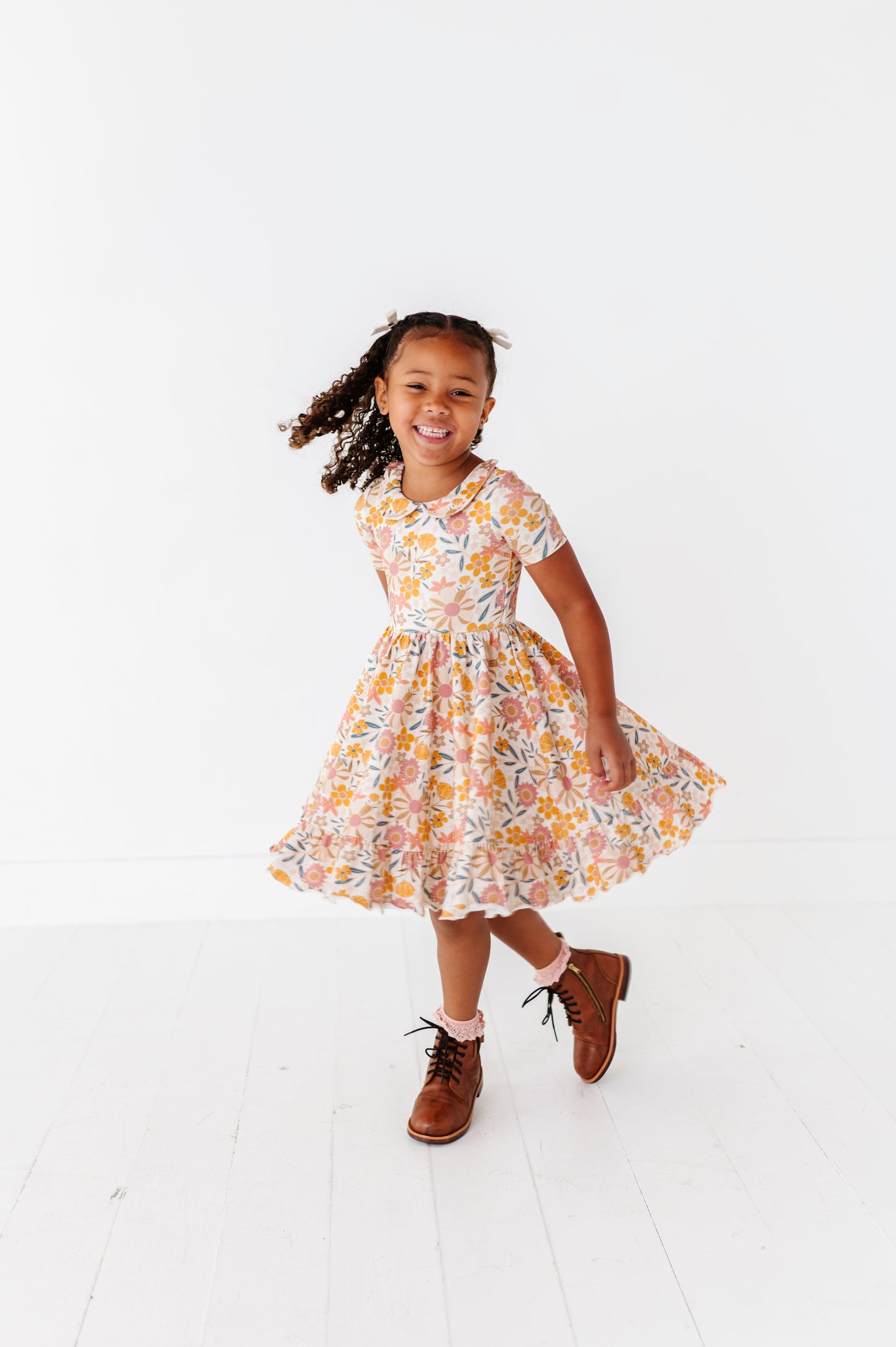 RETRO FLORAL | Collared Twirl Dress