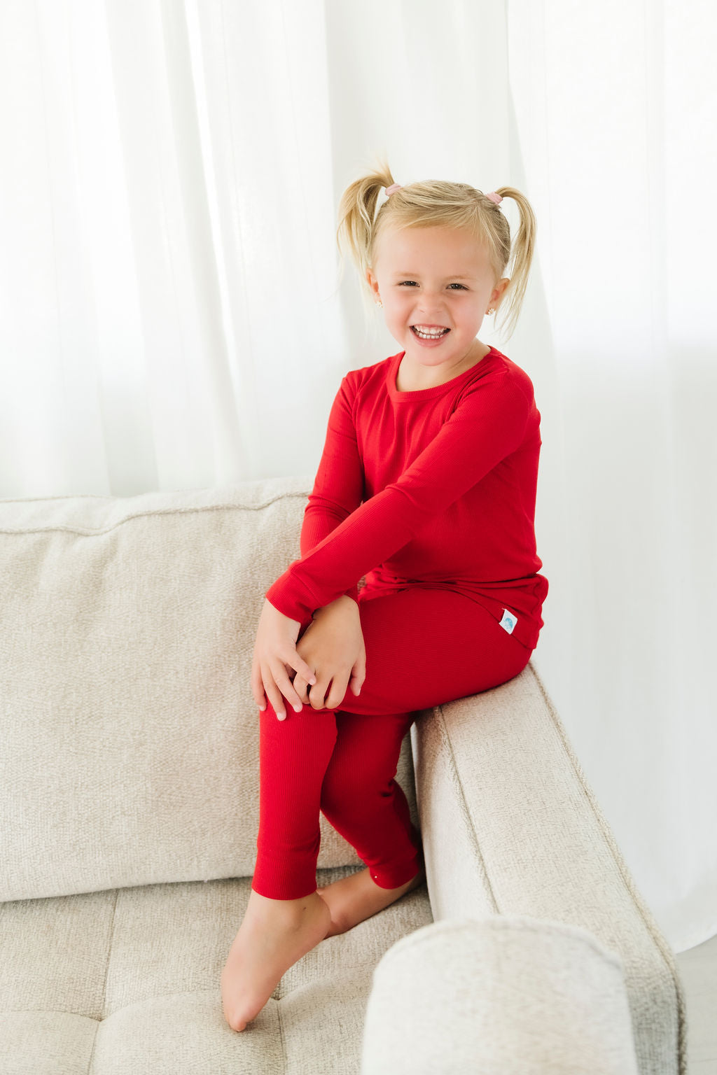 Crimson (Red) Ribbed Long Sleeve PJ's BDLJ