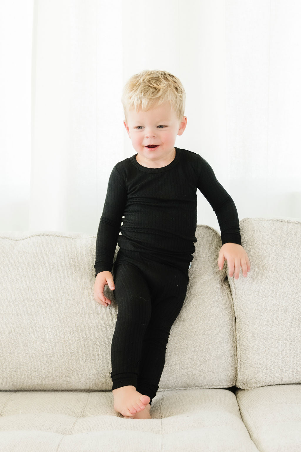 Midnight (Black) Ribbed Long Sleeve PJ's BDLJ