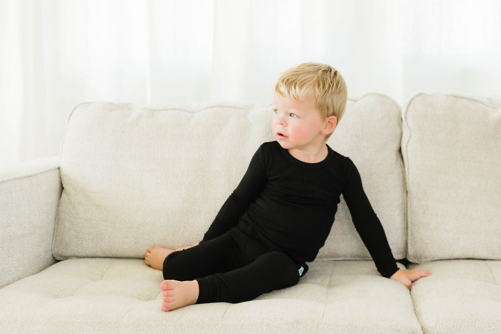 Midnight (Black) Ribbed Long Sleeve PJ's BDLJ