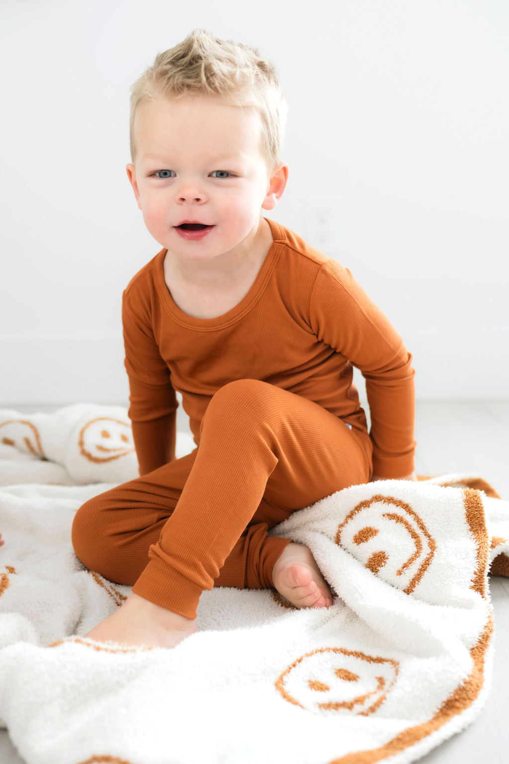 Rust (Orange) Ribbed Long Sleeve PJ's BDLJ