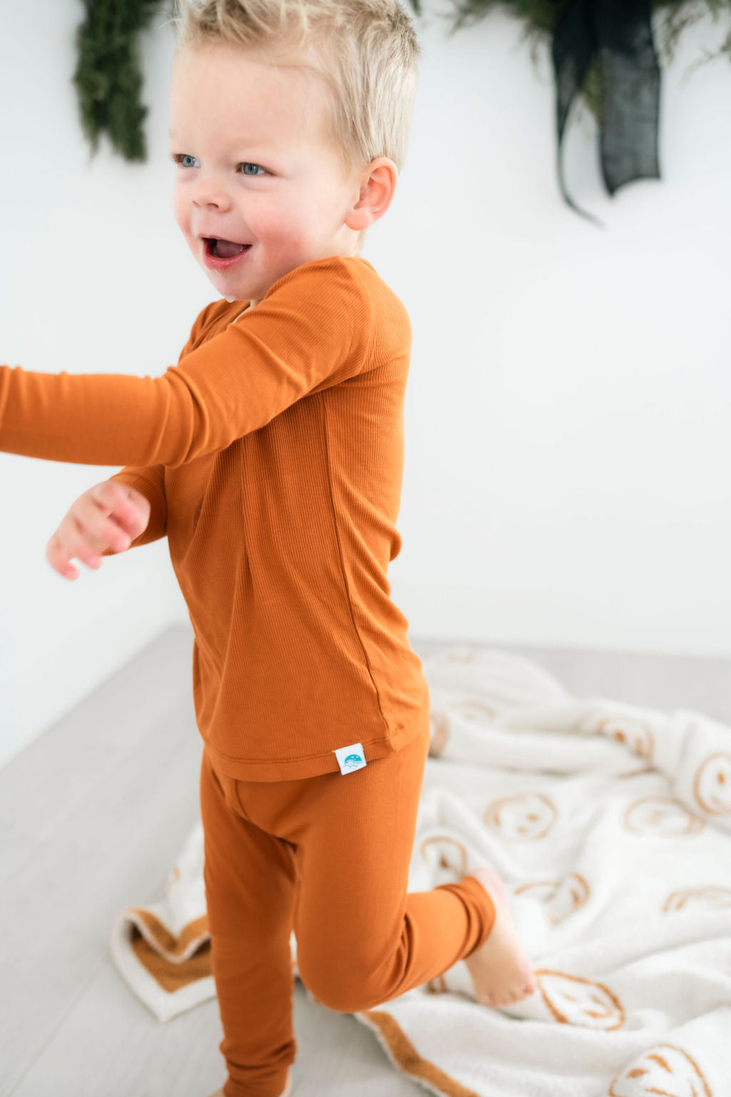 Rust (Orange) Ribbed Long Sleeve PJ's BDLJ