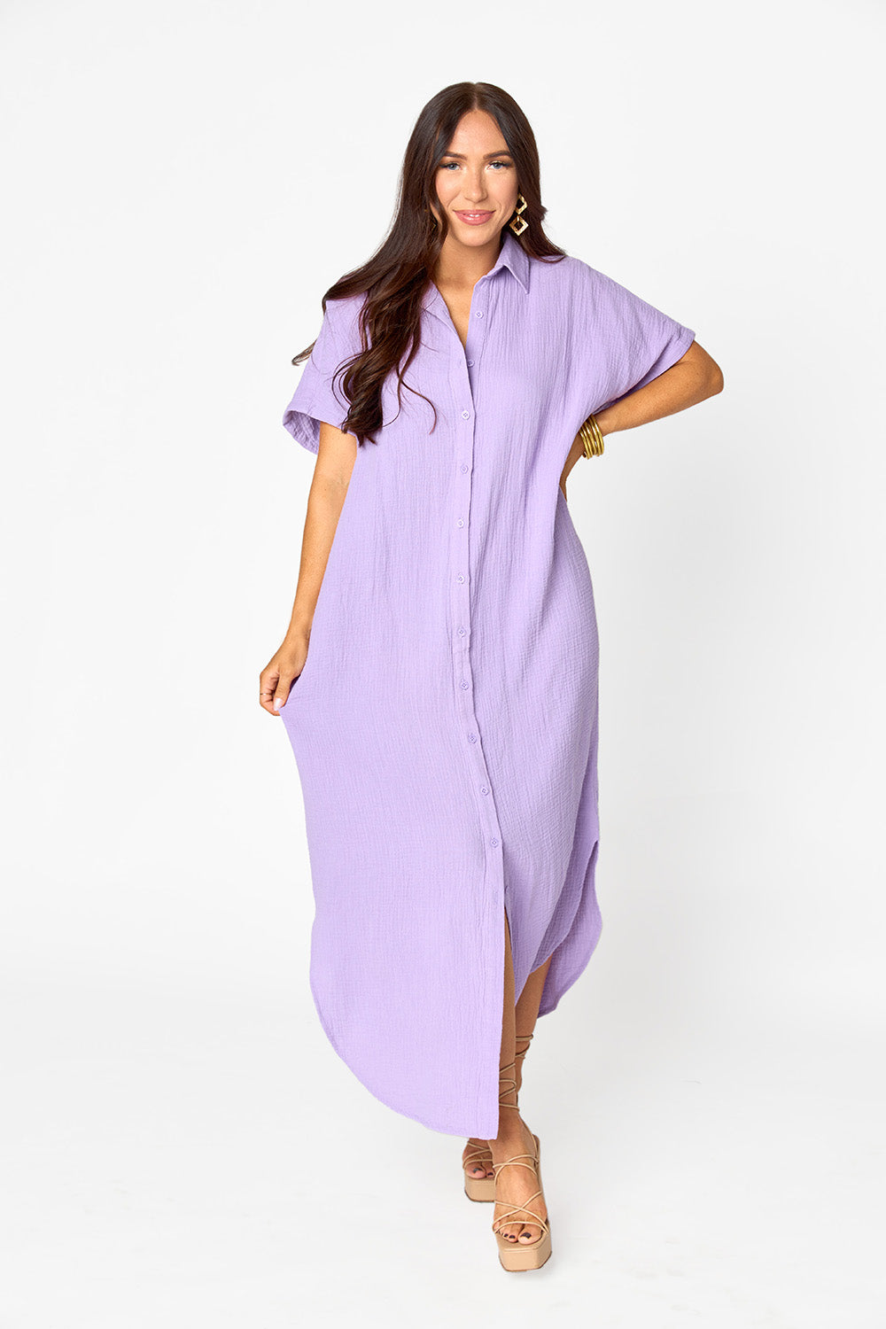 Carmen Cover Up Caftan Maxi Dress - Lavender