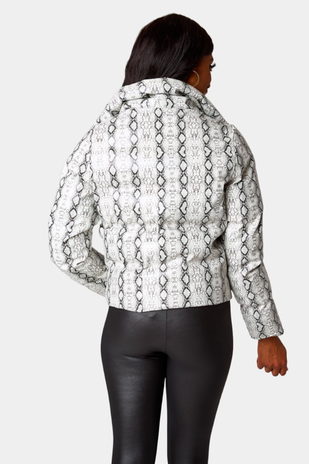 Addison Puffer Jacket - White Snake