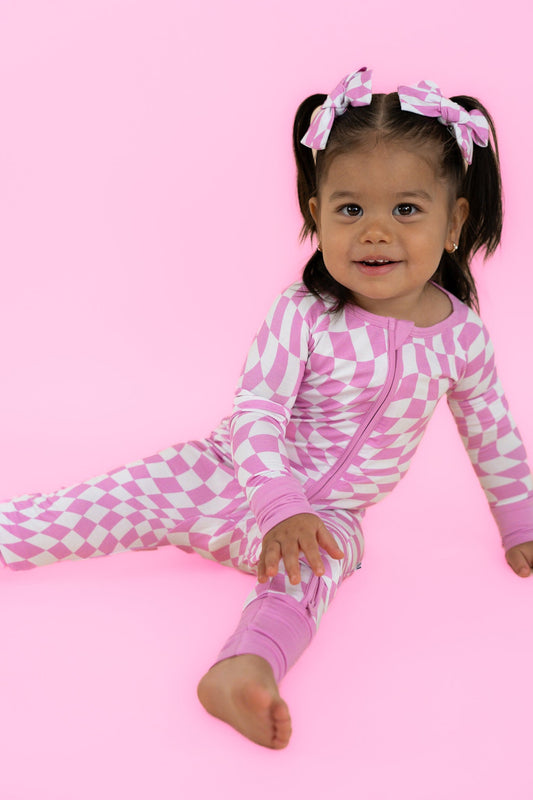 BUBBLEGUM WAVY CHECKERS DREAM ROMPER