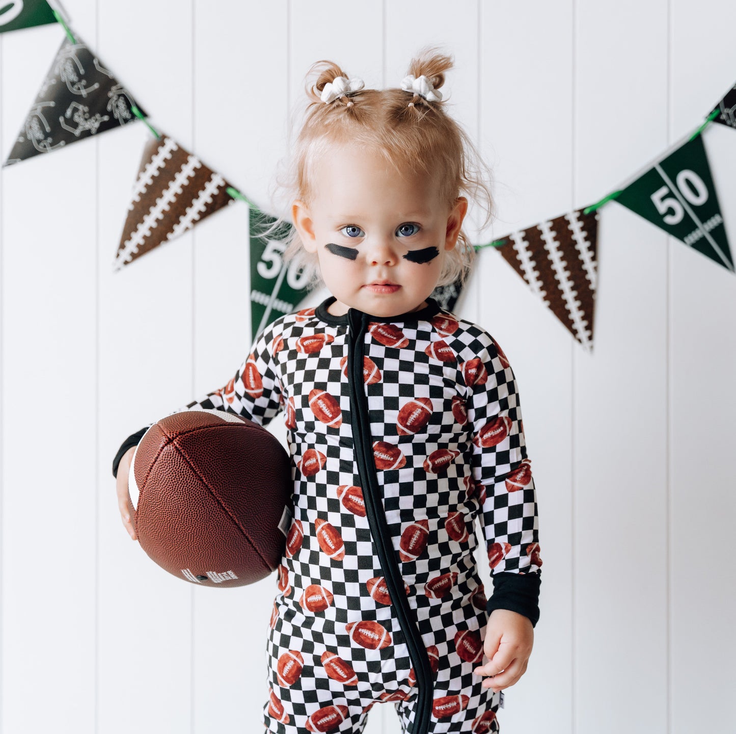 CHECKERED FOOTBALL DREAM ROMPER