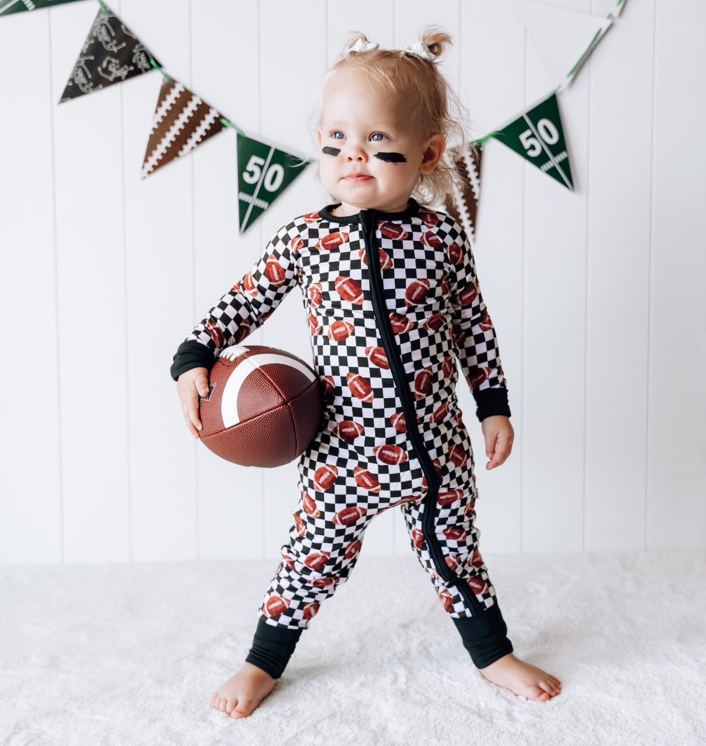 CHECKERED FOOTBALL DREAM ROMPER