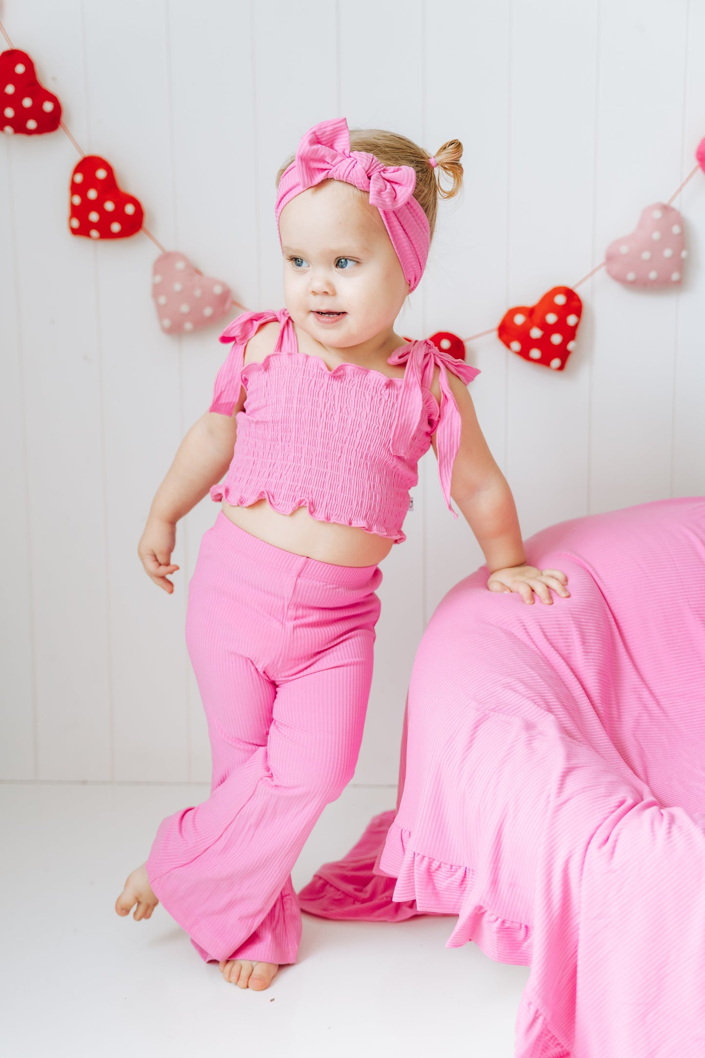 BUBBLEGUM RIB DREAM SMOCKED FLARE SET