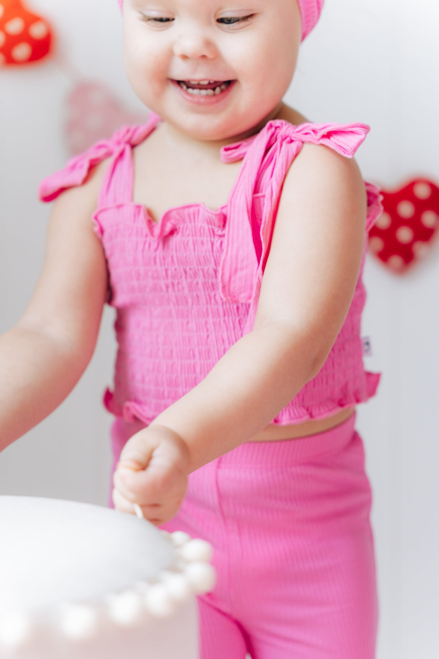 BUBBLEGUM RIB DREAM SMOCKED FLARE SET