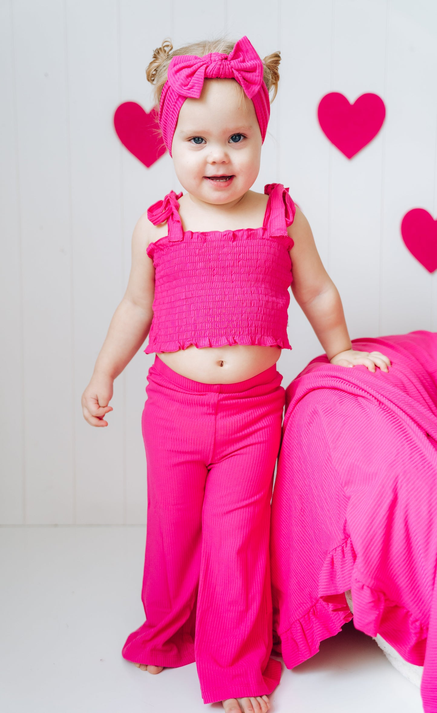 HOT PINK RIB DREAM SMOCKED FLARE SET