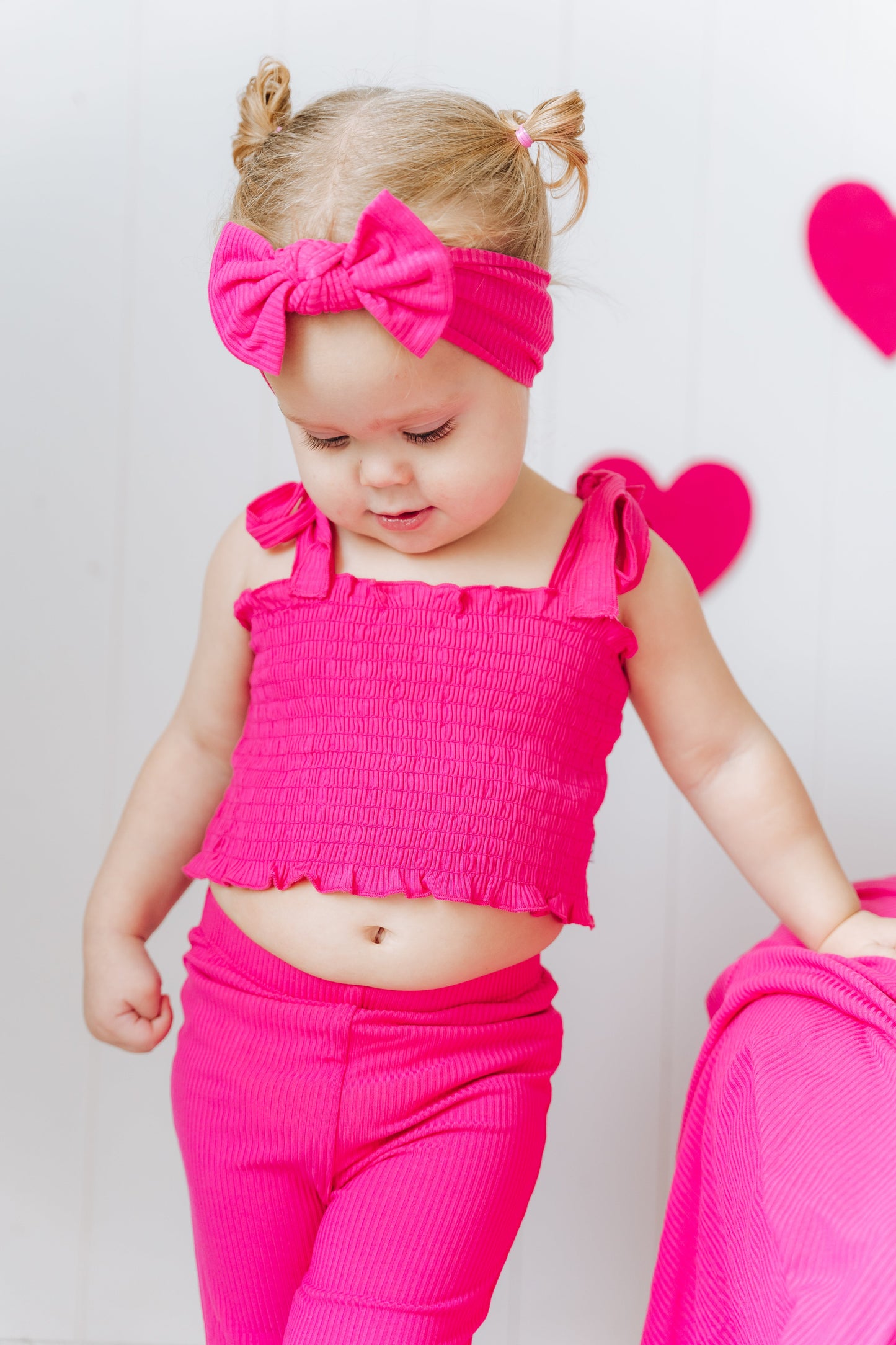 HOT PINK RIB DREAM SMOCKED FLARE SET