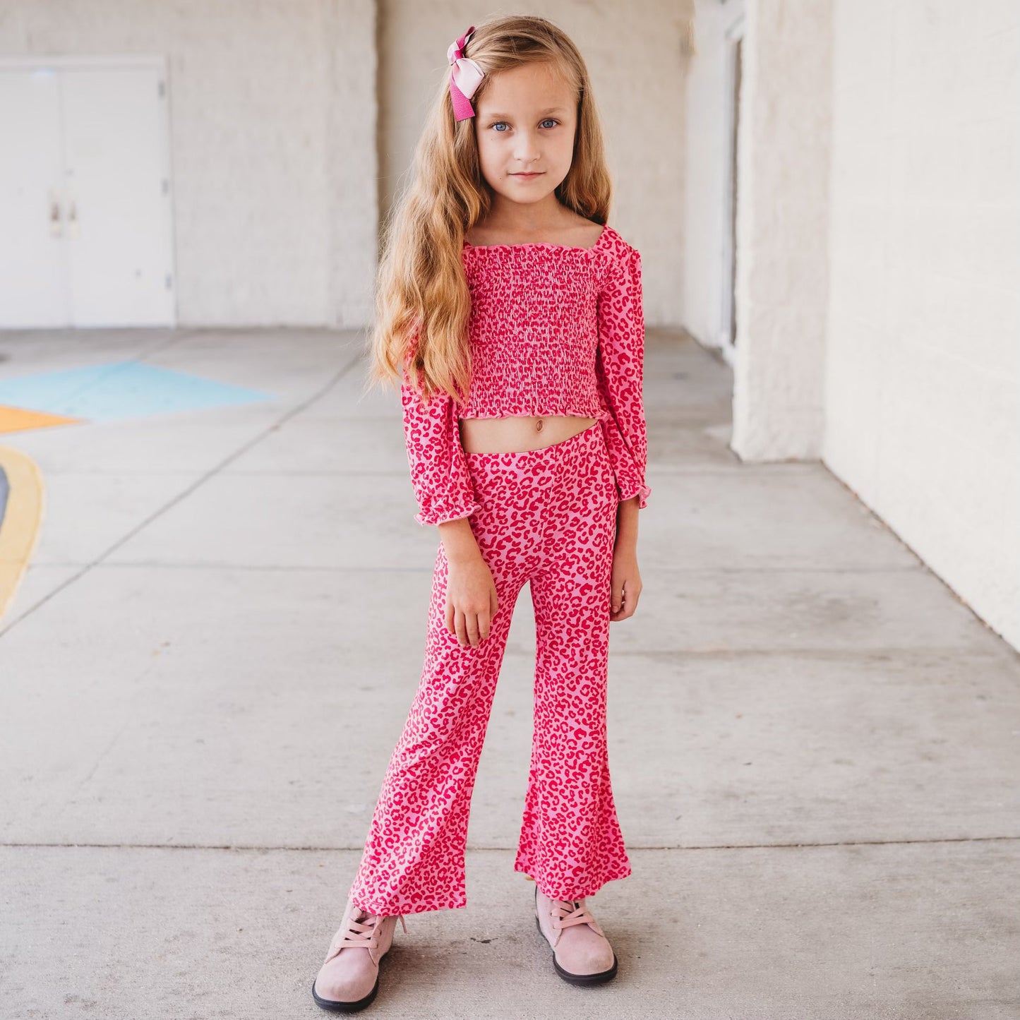 LOVE LEOPARD DREAM SMOCKED FLARE SET