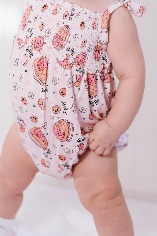 SCHOOL DREAMZZZ SMOCKED BUBBLE ROMPER