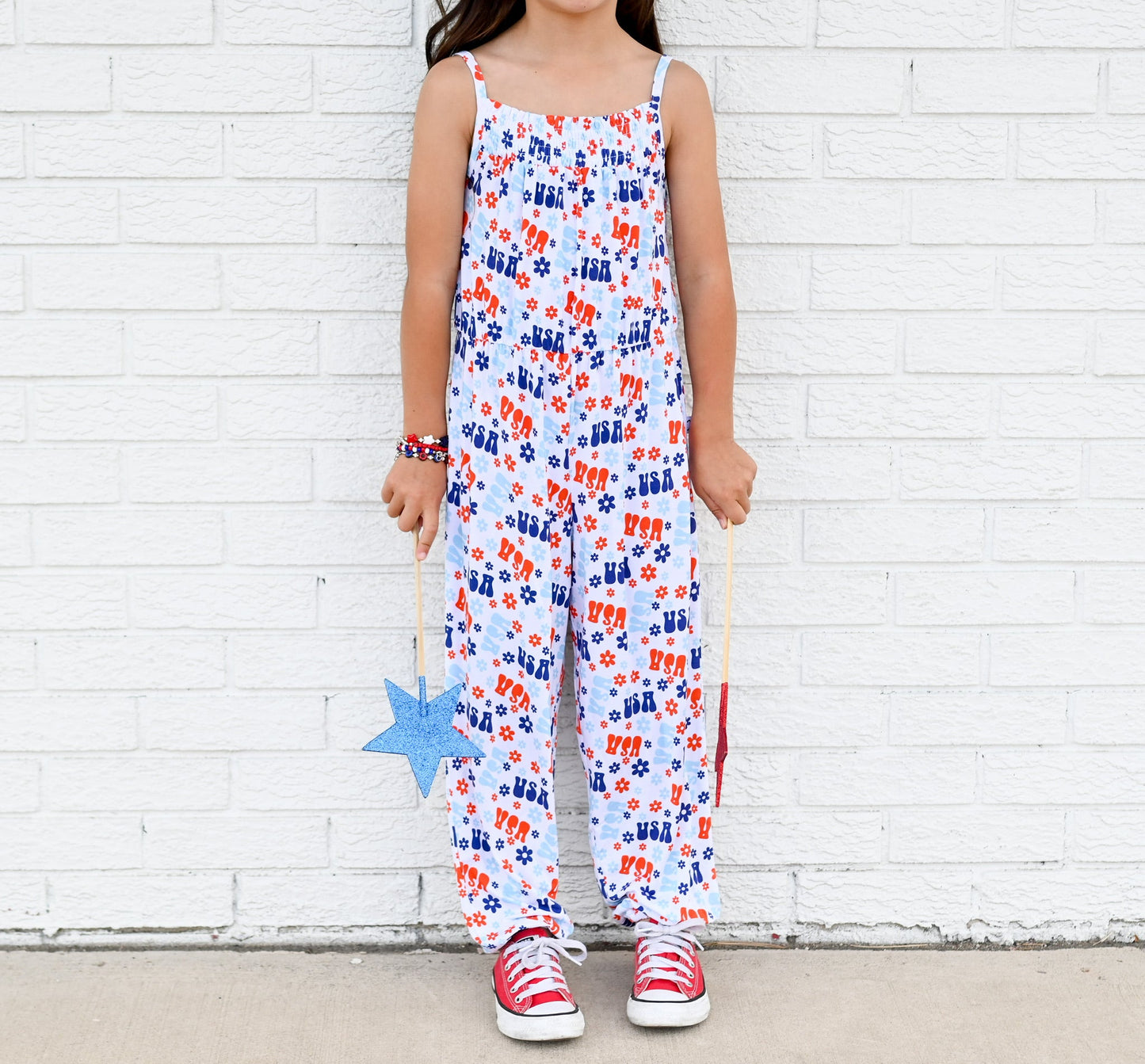 GROOVIN' USA DREAM SMOCKED JUMPSUIT