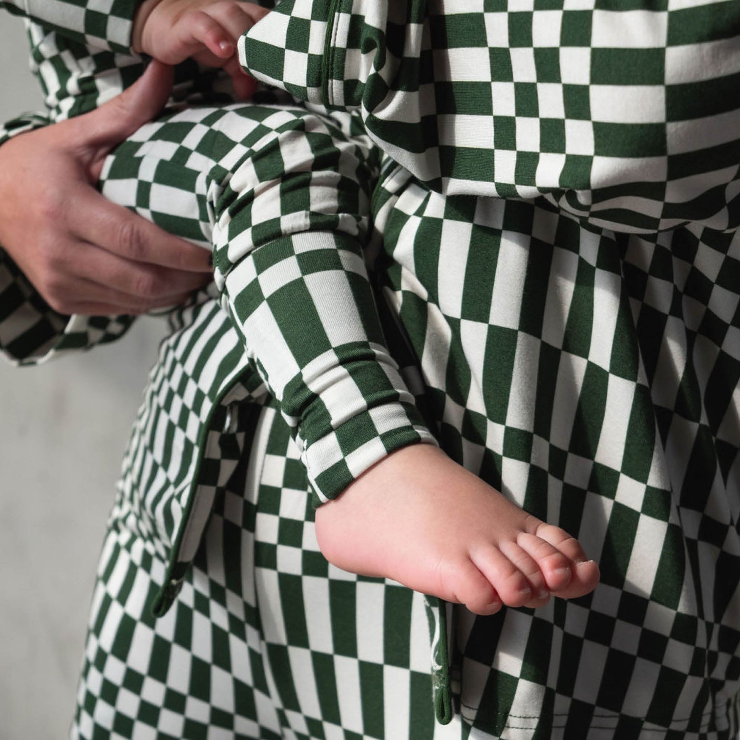 Everyday Check | Bamboo Zip Romper (Green Check)