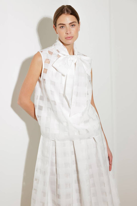 LIVE FOR US WHITE WOVEN ORGANZA TOP