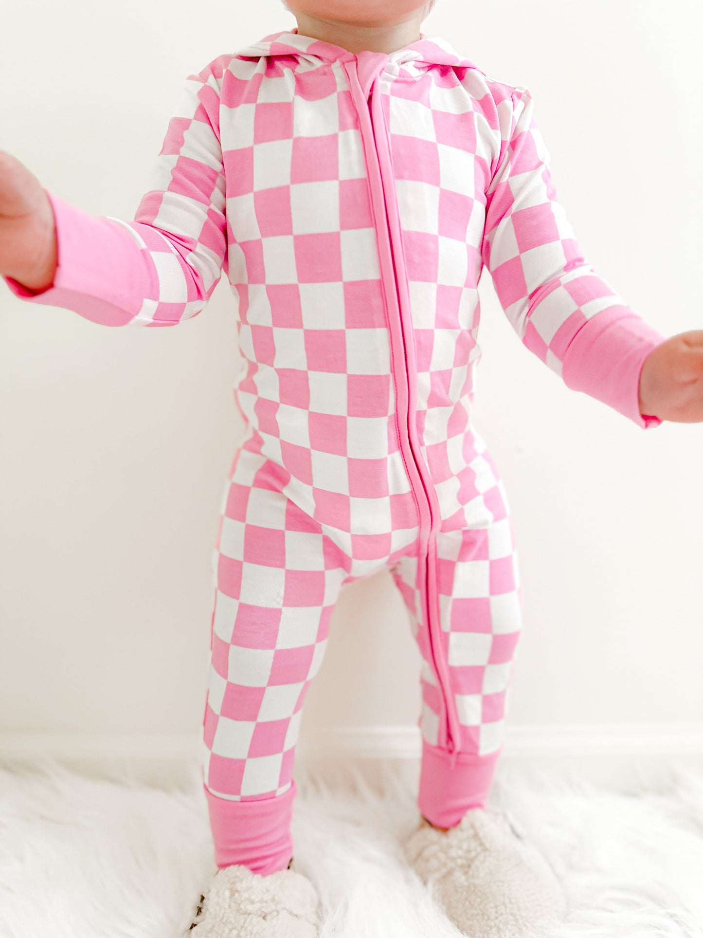 BUBBLEGUM CHECKERS DREAM ROMPER HOODIE