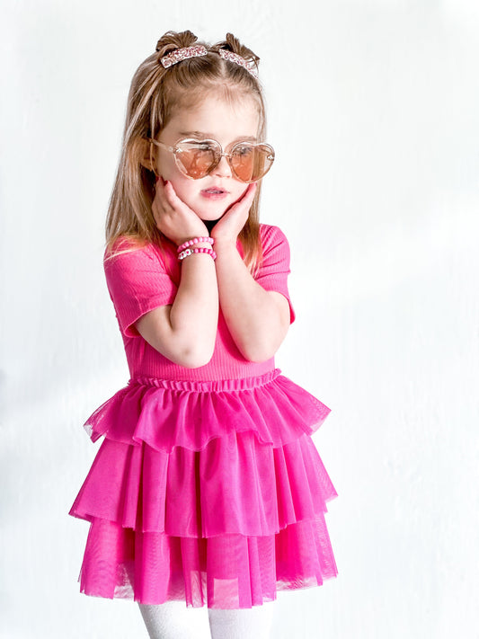 HOT PINK RIB DREAM TUTU DRESS