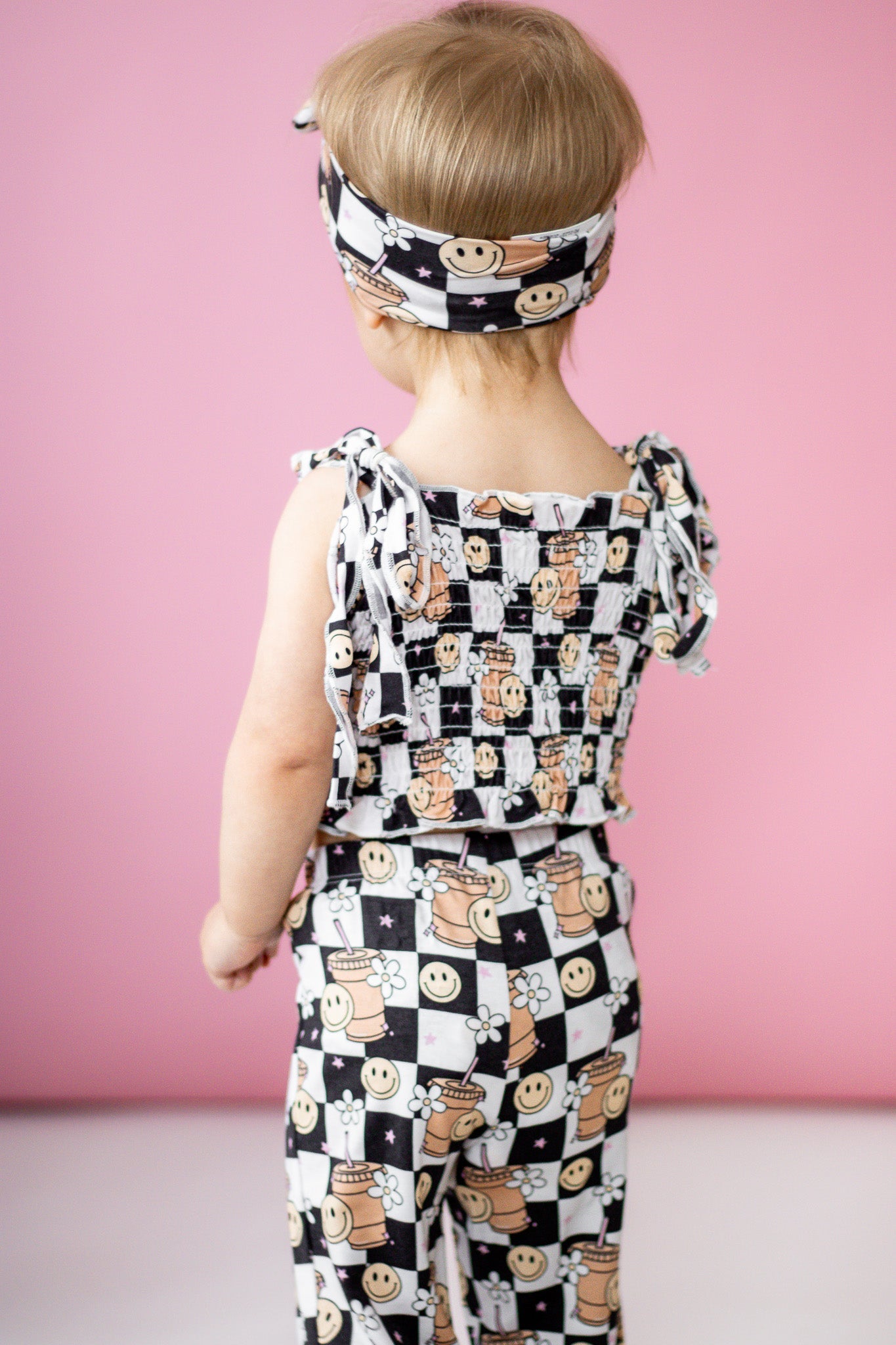 SMILEY CUP OF CHECKERS DREAM SMOCKED FLARE SET