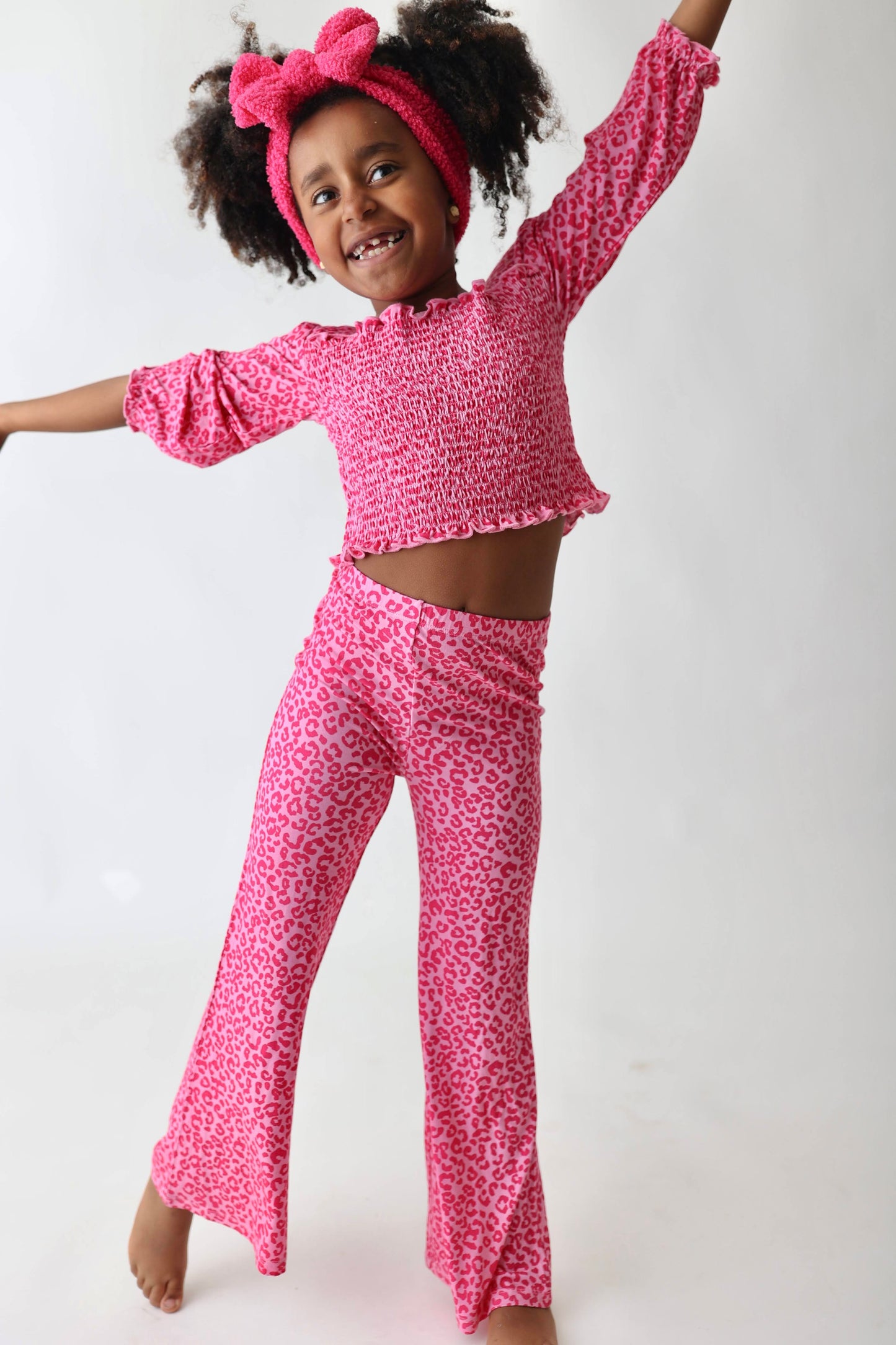 LOVE LEOPARD DREAM SMOCKED FLARE SET