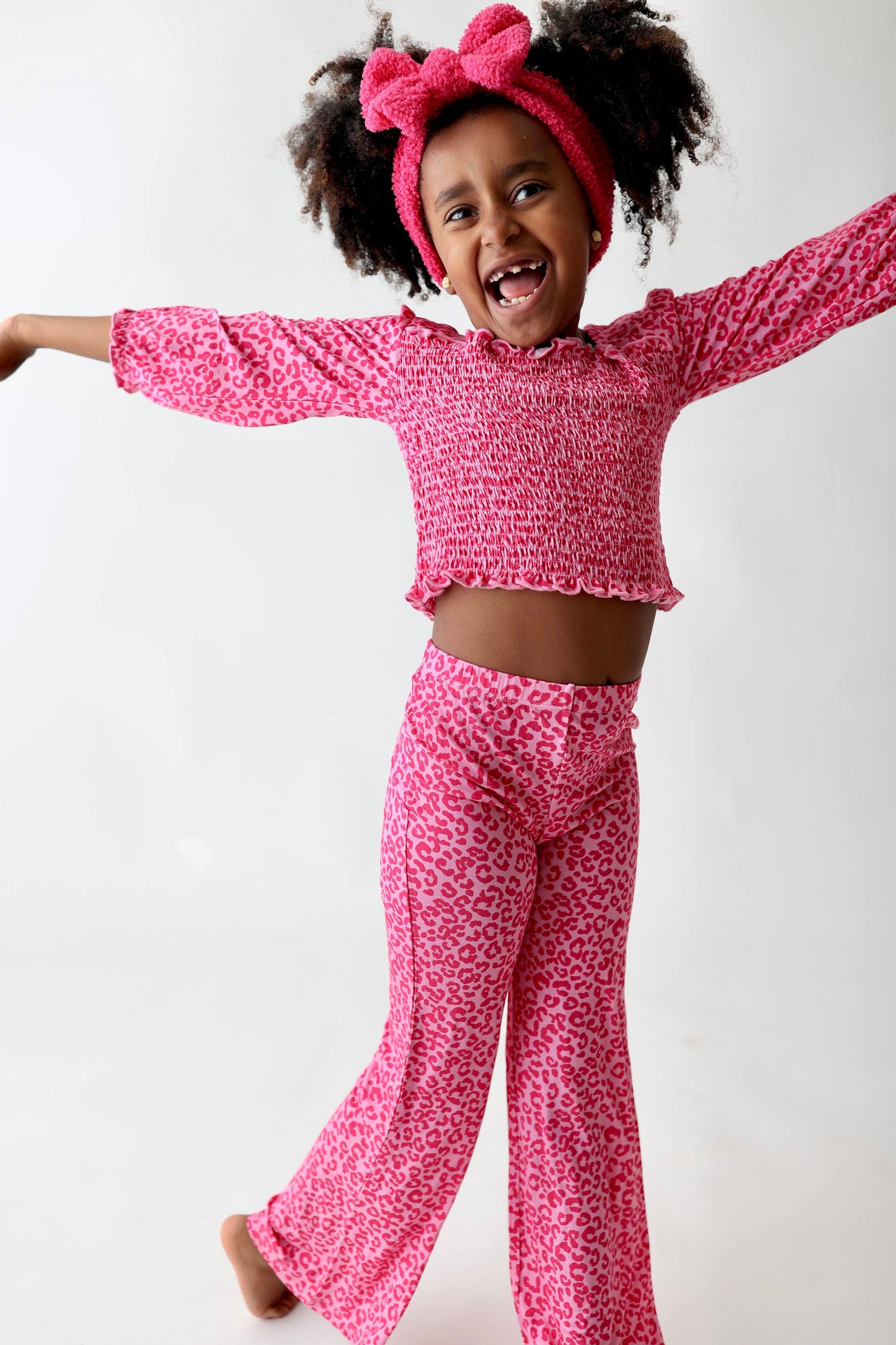 LOVE LEOPARD DREAM SMOCKED FLARE SET