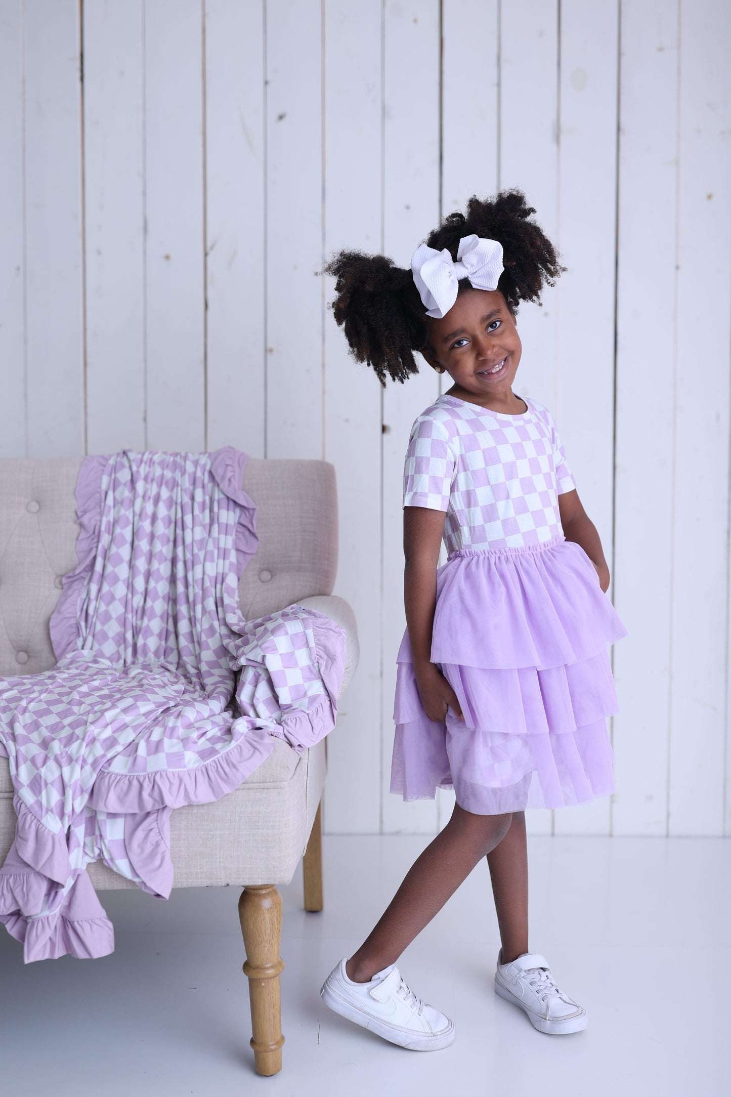 PERIWINKLE CHECKERS DREAM TUTU DRESS