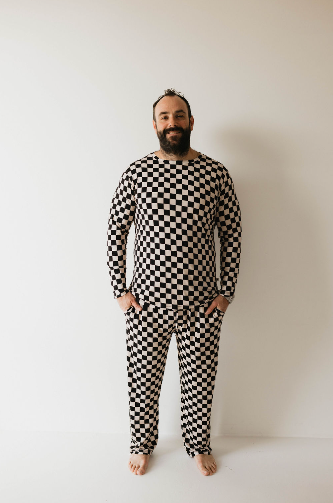 Men's Bamboo Pajamas | Black Checkerboard